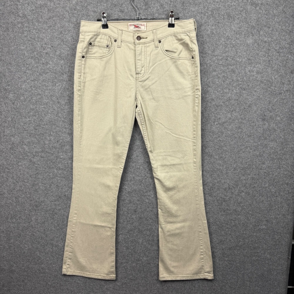Levi Strauss Signature Tan Khaki Stretch Bootcut‎ Jeans Misses 8 Short Flare
